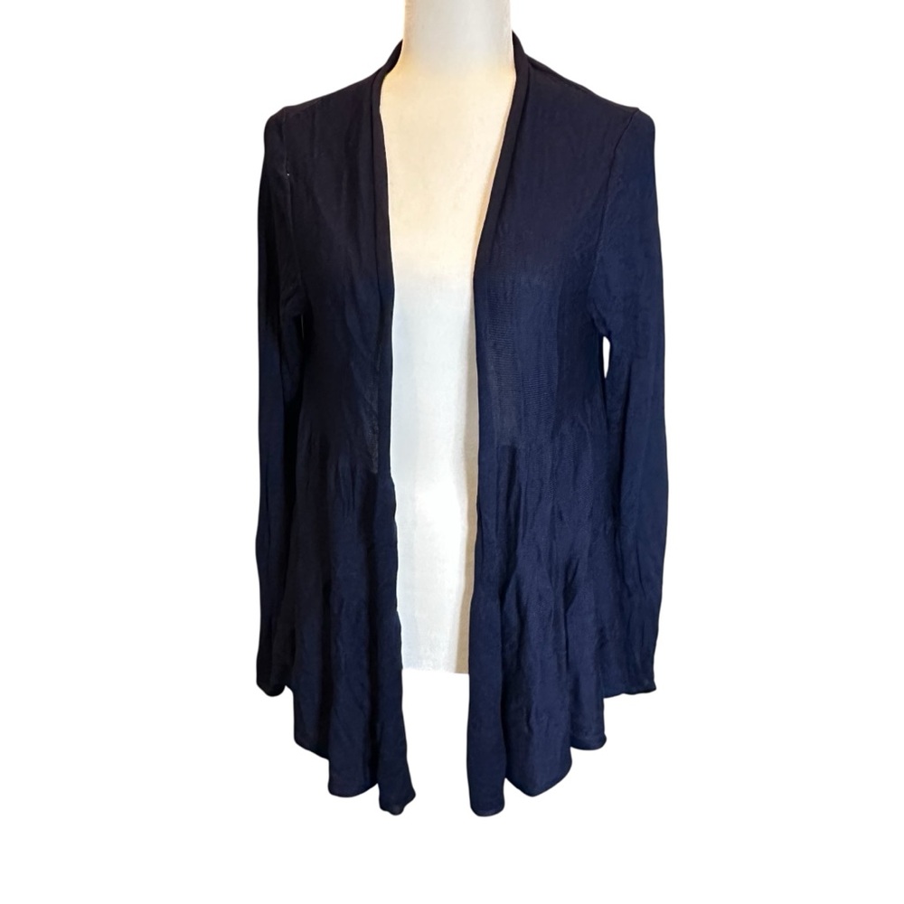 Liz Claiborne women’s cardigan navy blue sweater‎ with ruffle Large NWT